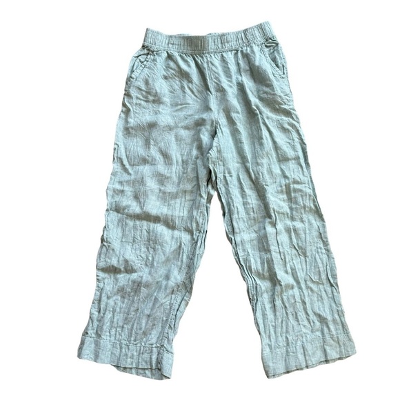 Tahari 100% Linen Light Green Cropped Women’s Pants Size Large Lagenlook Prarie - Picture 8 of 10